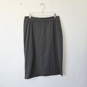 Kosher Casual Gray Stretchy Knit Midi Skirt Basic Comfy Modest Neutral XL